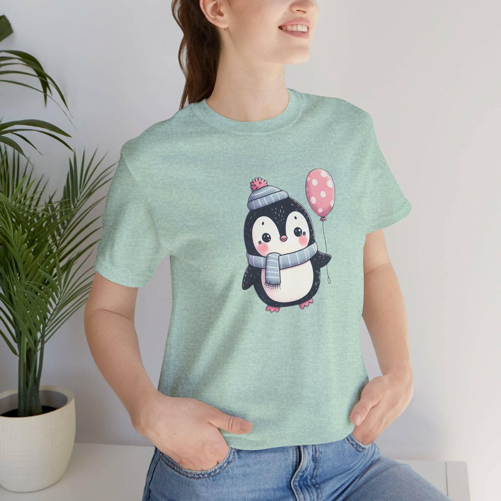 Penguin Holding a Balloon Unisex Short Sleeve Tee - Amesti Road