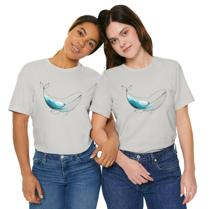 Artistic Geometric Whale T-Shirt - Ocean-Themed Graphic Tee