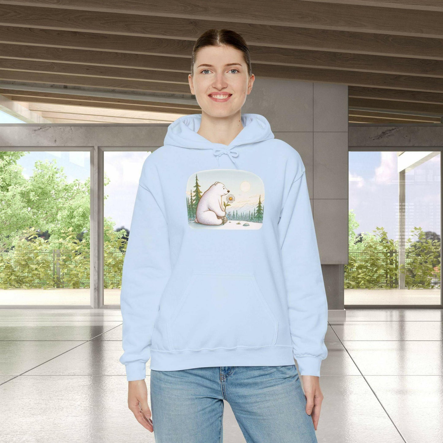 Polar Bear Daisy Hoodie Sweatshirt