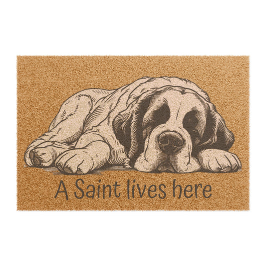 Saint Bernard Dog Doormat, "A Saint lives here"