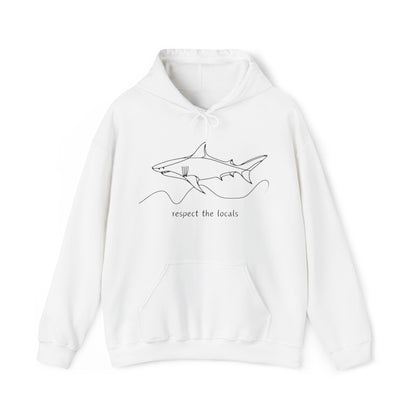 Design on Both Sides Respect the local's Great White Unisex Hoodie - Amesti Road