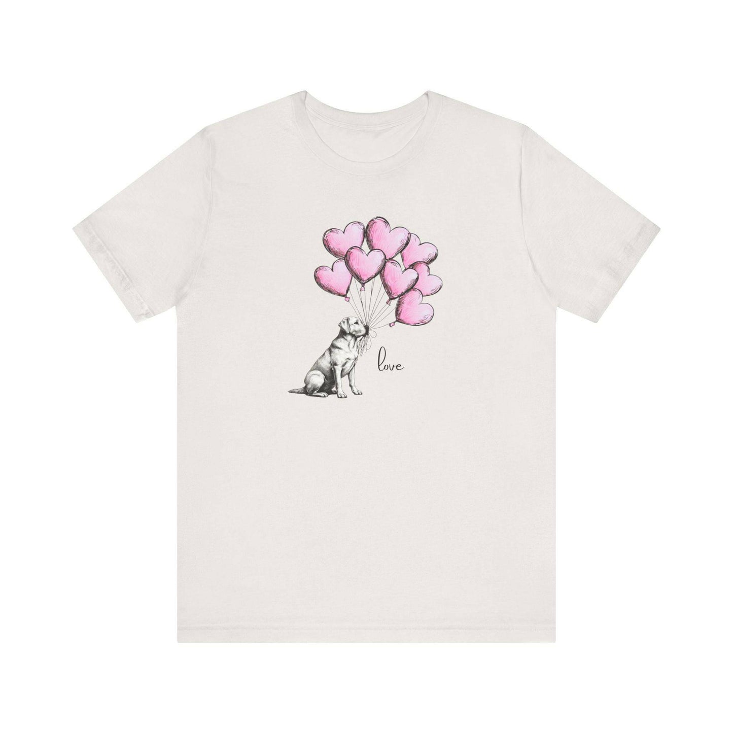 Dog Lover T-Shirt Labrador Retriever Holding Heart Balloons