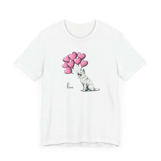 White German Shepard Holding Balloons Tee