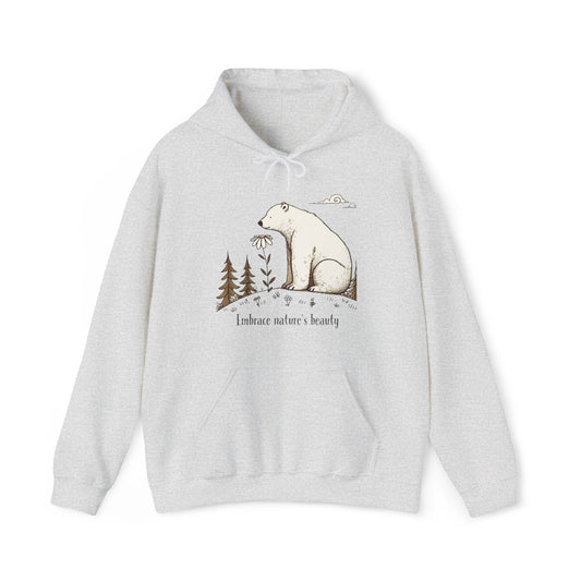 Polar Bear "Embrace nature's beauty" Unisex Hooded Sweatshirt