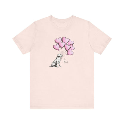 Dog Lover T-Shirt Labrador Retriever Holding Heart Balloons