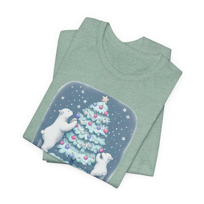 Polar Bear Family Decorating Christmas Tree Unisex T-Shirt