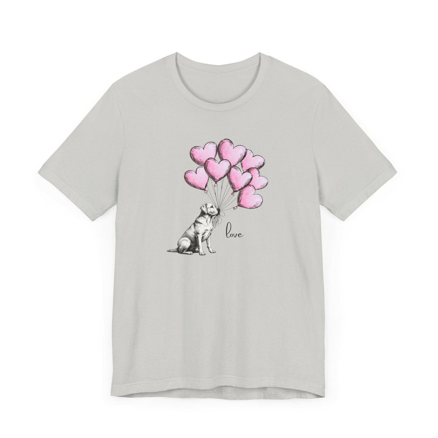 Dog Lover T-Shirt Labrador Retriever Holding Heart Balloons