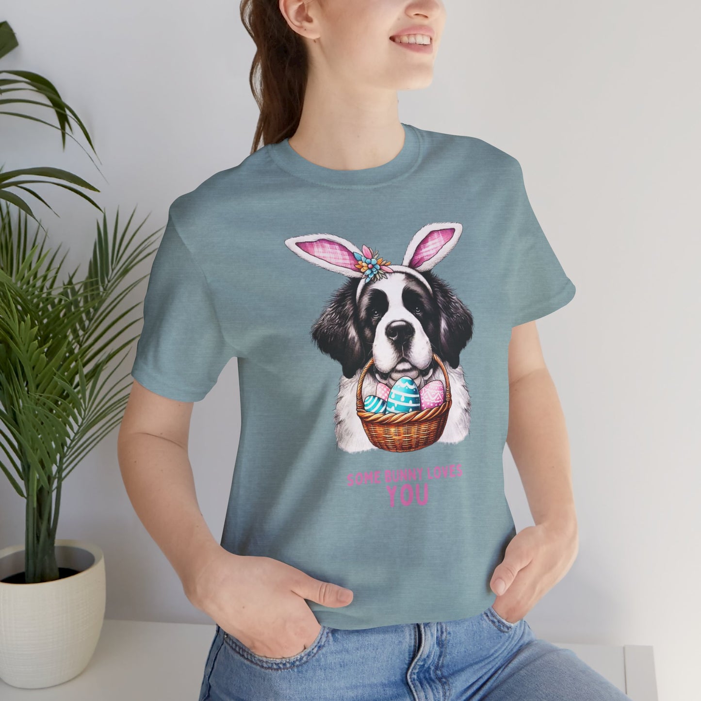 Saint Bernard Easter Bunny Unisex Tee - Some Bunny Loves You T-Shirt