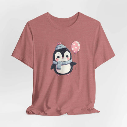 Penguin Holding a Balloon Unisex Short Sleeve Tee - Amesti Road