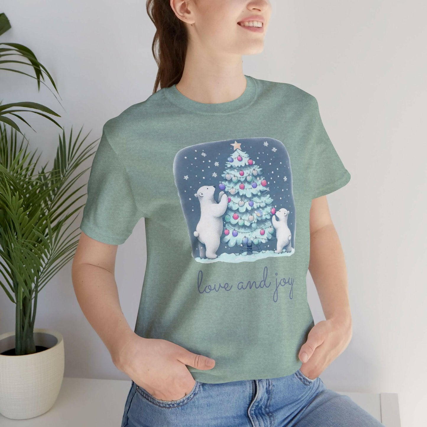 Polar Bear Family Decorating Christmas Tree Unisex T-Shirt