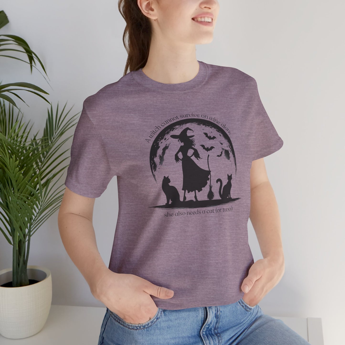 Whimsical Witch & Cats Halloween T-Shirt