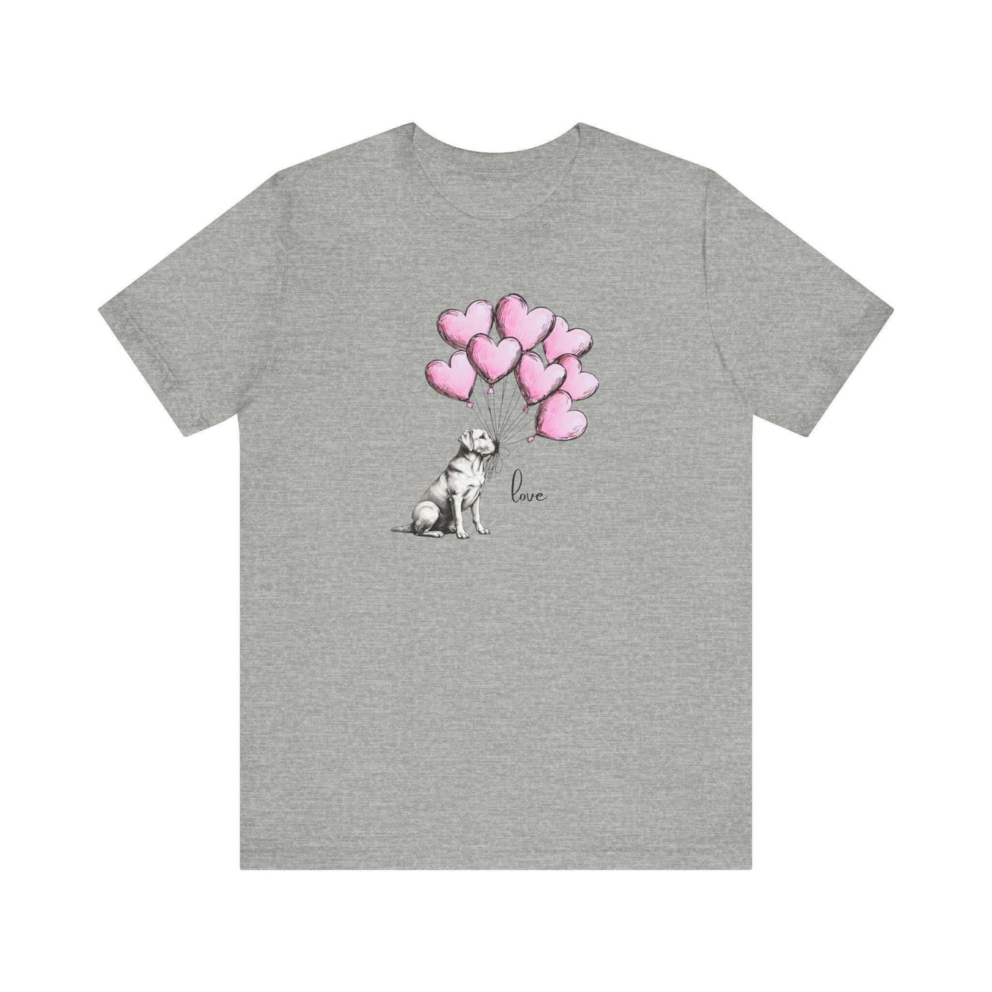 Dog Lover T-Shirt Labrador Retriever Holding Heart Balloons