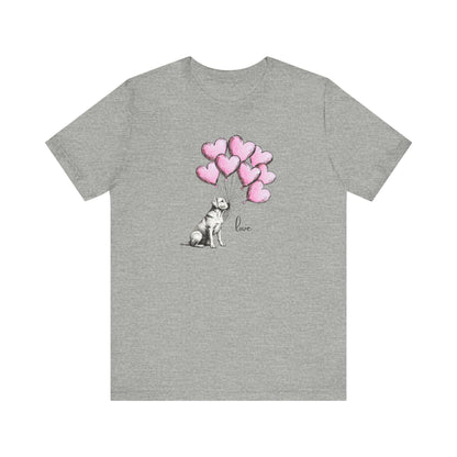 Dog Lover T-Shirt Labrador Retriever Holding Heart Balloons