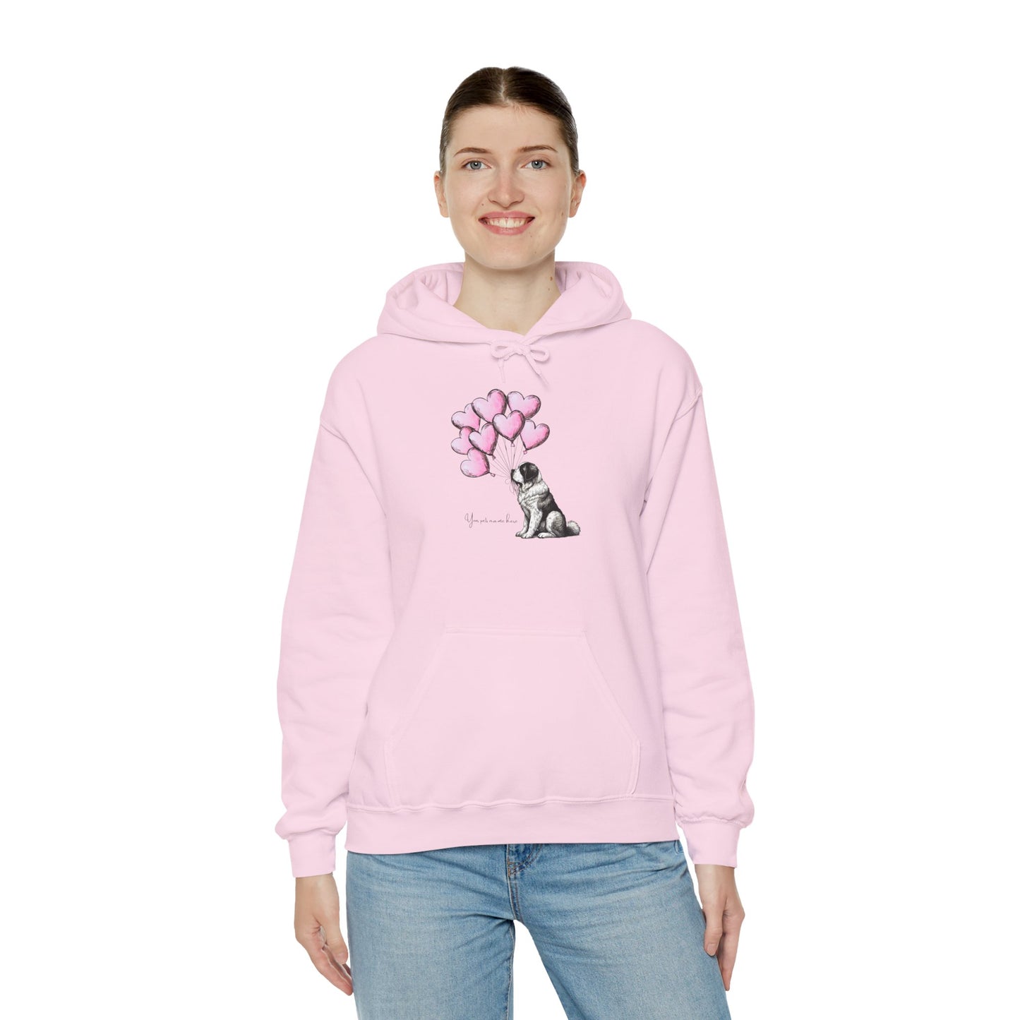 Saint Bernard Dog Love Heart Balloons Hoodie - Customizable Pet Lover Sweatshirt, Gift for Dog Owners, Personalized Animal