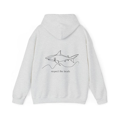 Design on Both Sides Respect the local's Great White Unisex Hoodie - Amesti Road