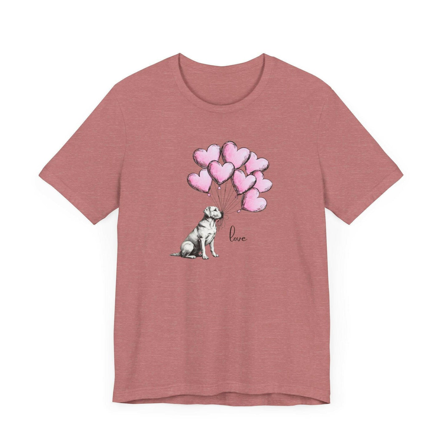 Dog Lover T-Shirt Labrador Retriever Holding Heart Balloons