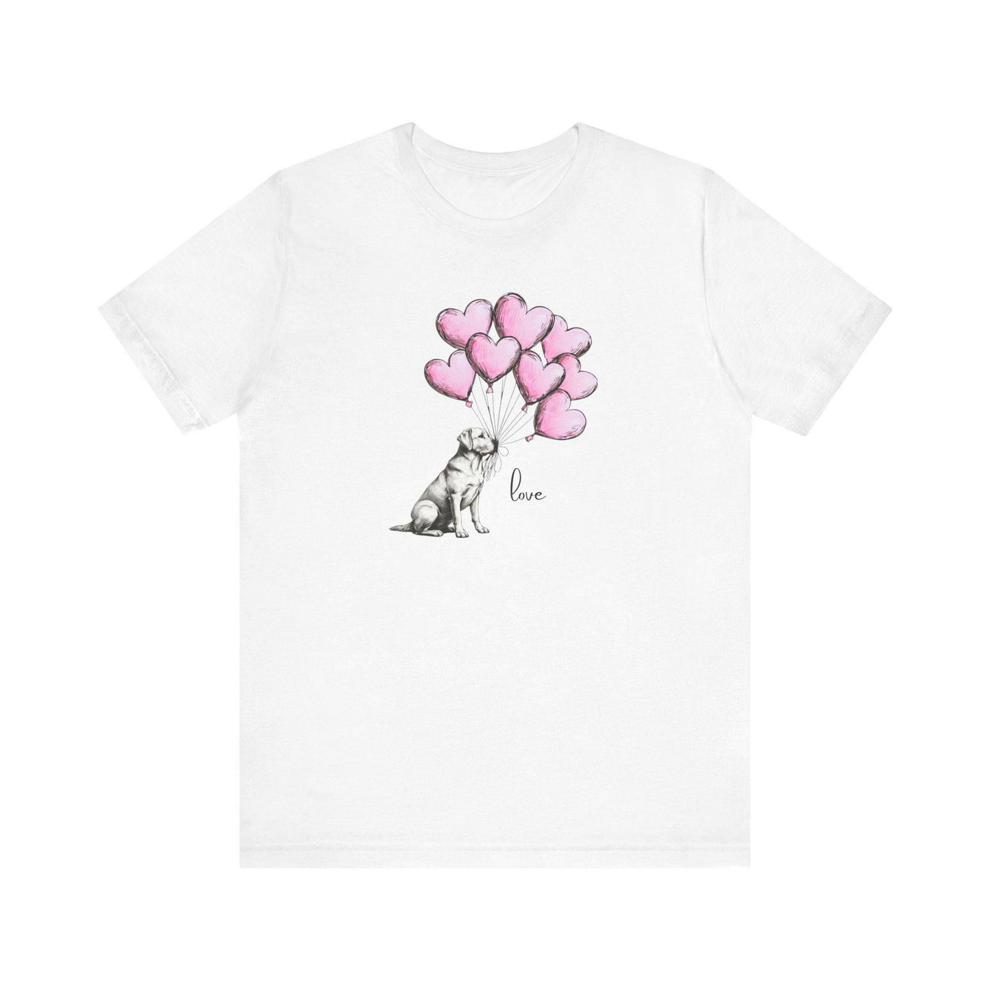 Dog Lover T-Shirt Labrador Retriever Holding Heart Balloons