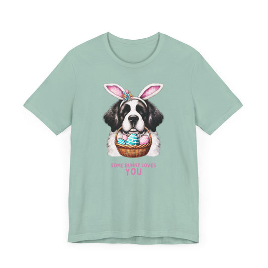 Saint Bernard Easter Bunny Unisex Tee - Some Bunny Loves You T-Shirt