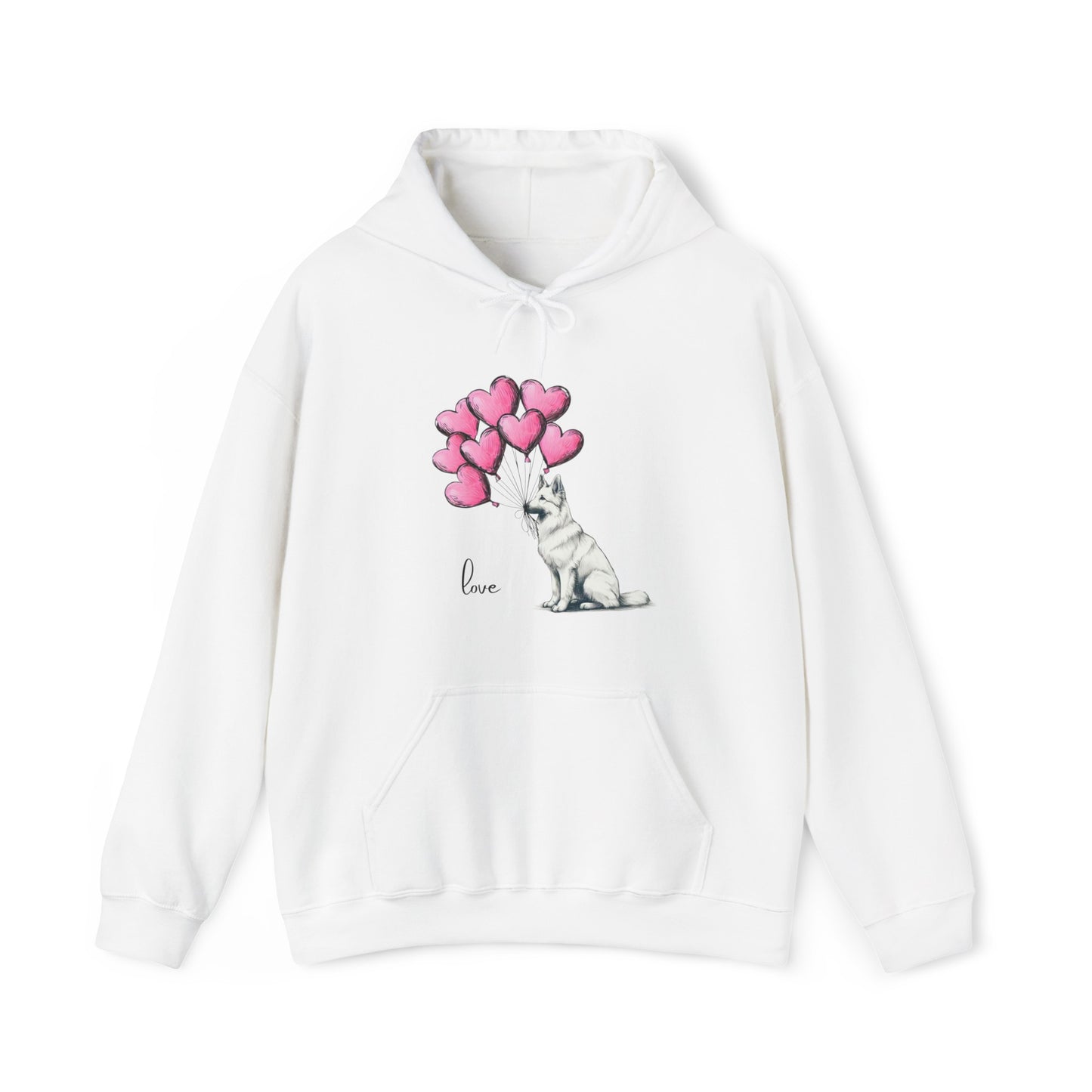 White German Shepard Holding Balloons Unisex Hooded Sweatshirt - Amesti Road