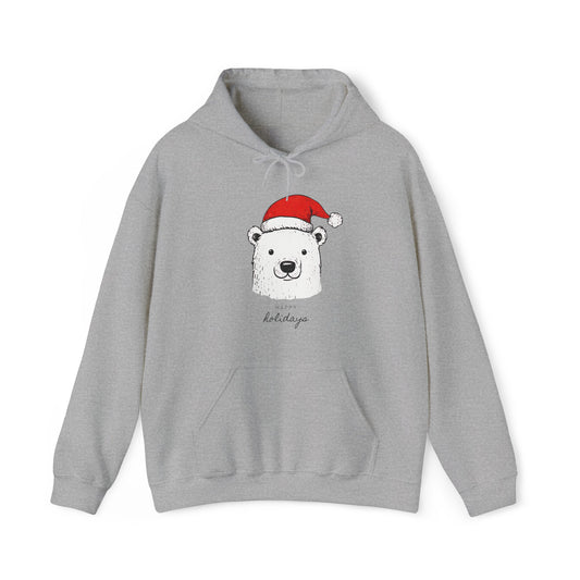 Polar Bear Wearing a Santa Hat Unisex Hoodie