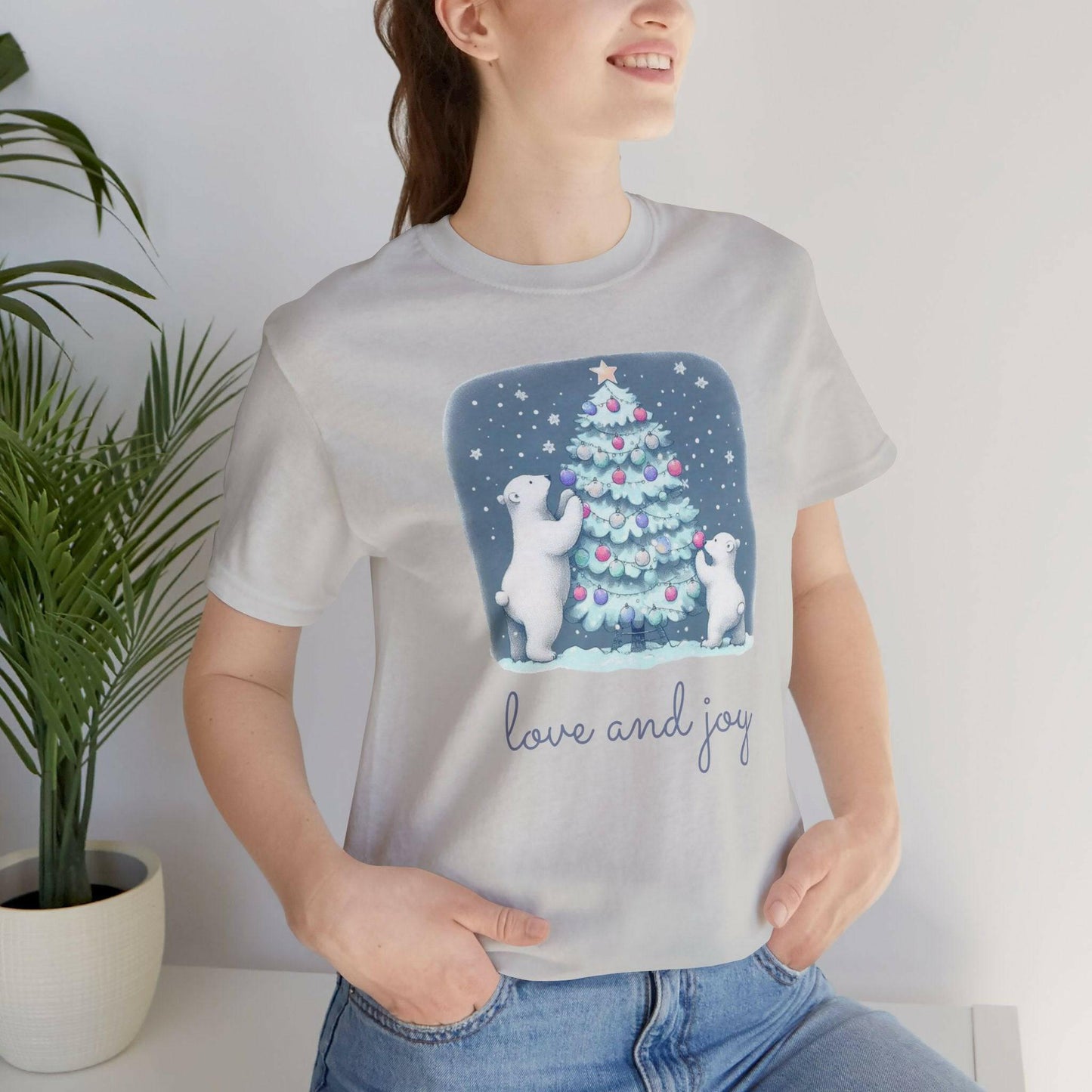 Polar Bear Family Decorating Christmas Tree Unisex T-Shirt