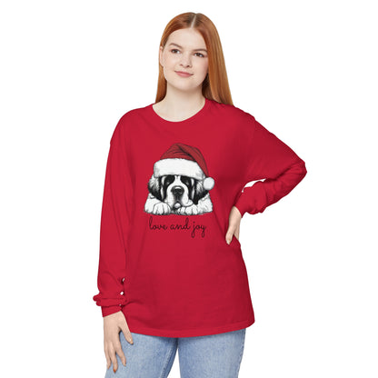 Dog-Themed Long Sleeve T-Shirt - 'Love and Joy' for Pet Lovers