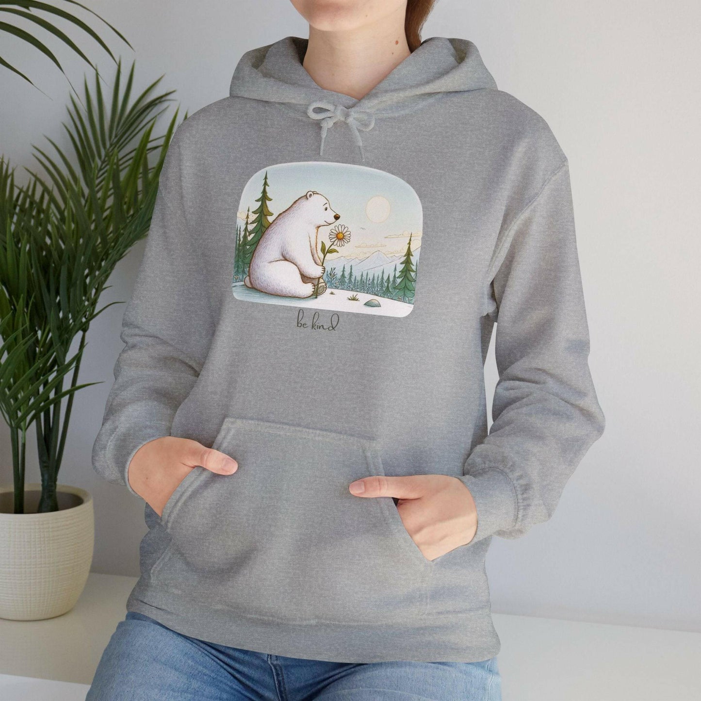 Polar Bear Daisy 'be kind' Hoodie Sweatshirt