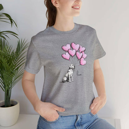 Dog Lover T-Shirt Labrador Retriever Holding Heart Balloons