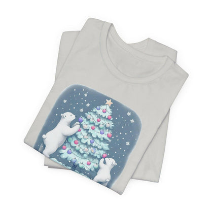 Polar Bear Family Decorating Christmas Tree Unisex T-Shirt