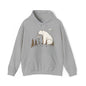 Polar Bear with Daisy Flower Unisex Hooded Sweatshirt - Amesti Road