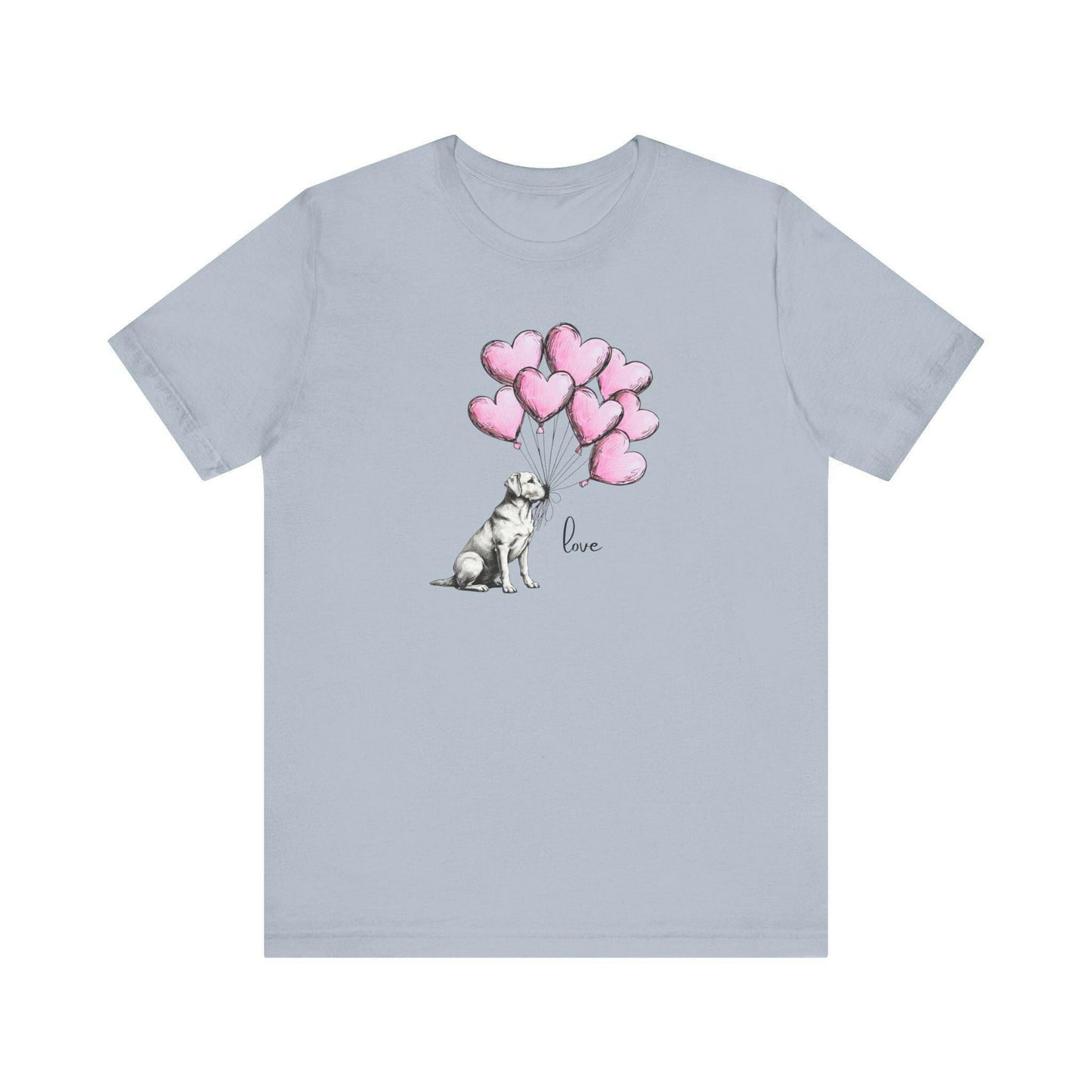 Dog Lover T-Shirt Labrador Retriever Holding Heart Balloons