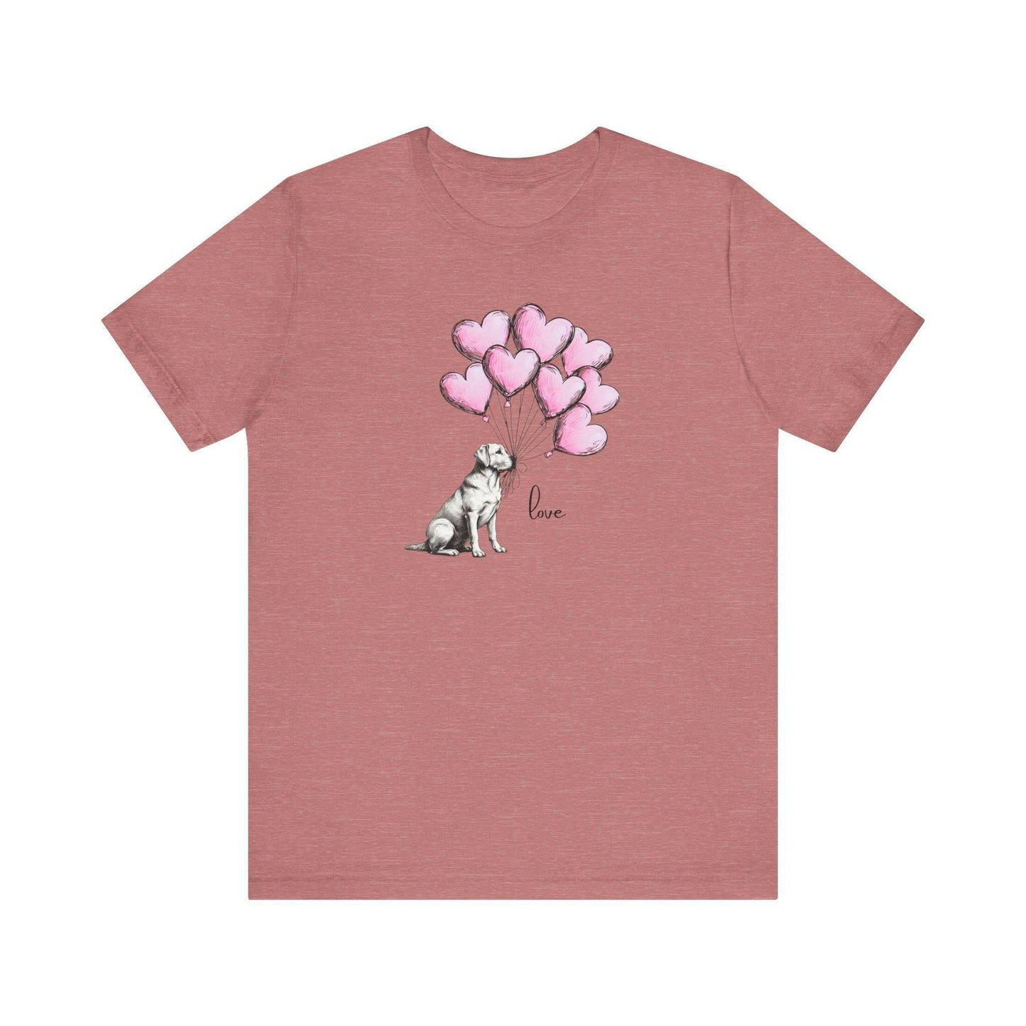 Dog Lover T-Shirt Labrador Retriever Holding Heart Balloons