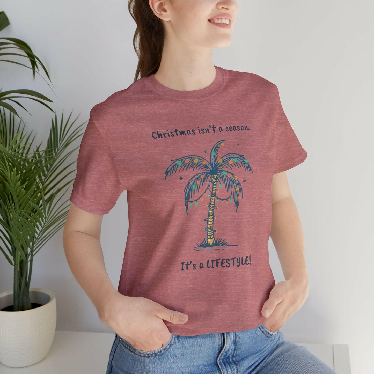 Tropical Christmas Tee- Hawaii Life Tropical Palm Tree