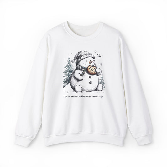 Drawing of a Snowman Eating Cookies Unisex Crewneck