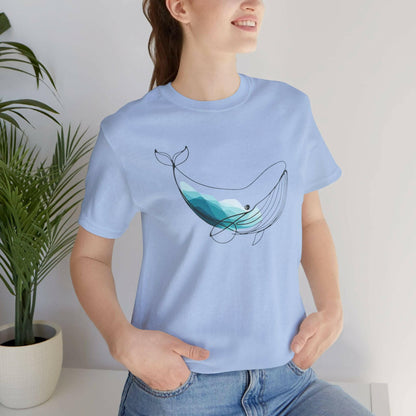 Artistic Geometric Whale T-Shirt - Ocean-Themed Graphic Tee