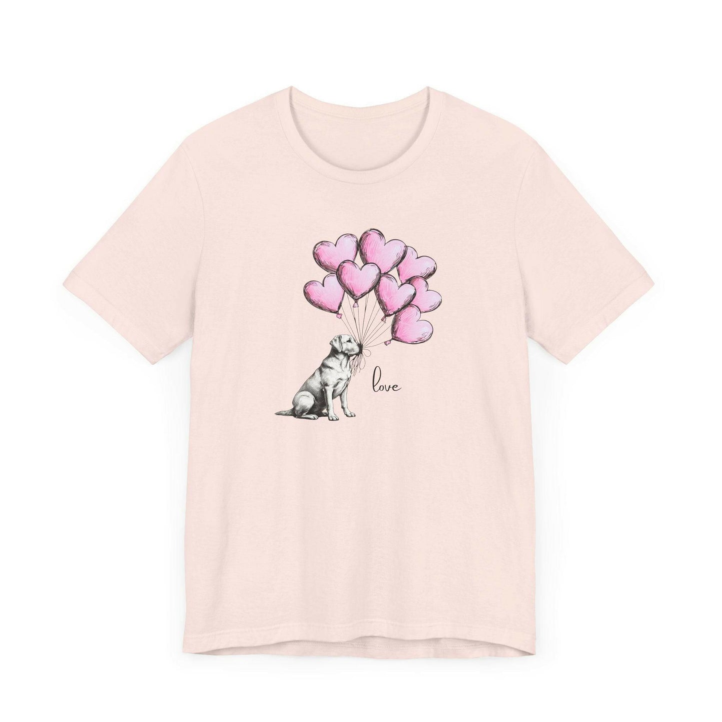 Dog Lover T-Shirt Labrador Retriever Holding Heart Balloons