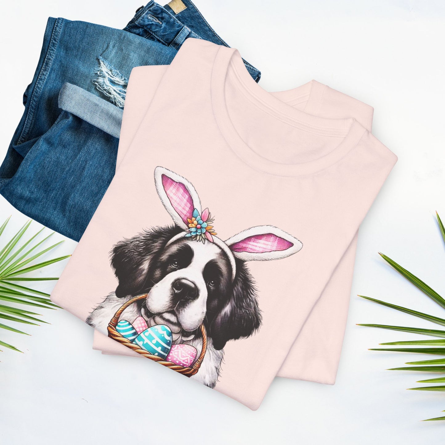 Saint Bernard Easter Bunny Unisex Tee - Some Bunny Loves You T-Shirt