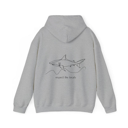 Design on Both Sides Respect the local's Great White Unisex Hoodie - Amesti Road