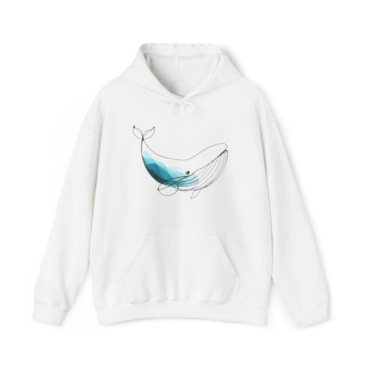 Line Drawing of Whale Unisex Hooded Sweatshirt