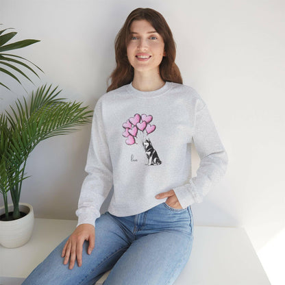 Siberian Husky Balloon Crewneck Sweatshirt