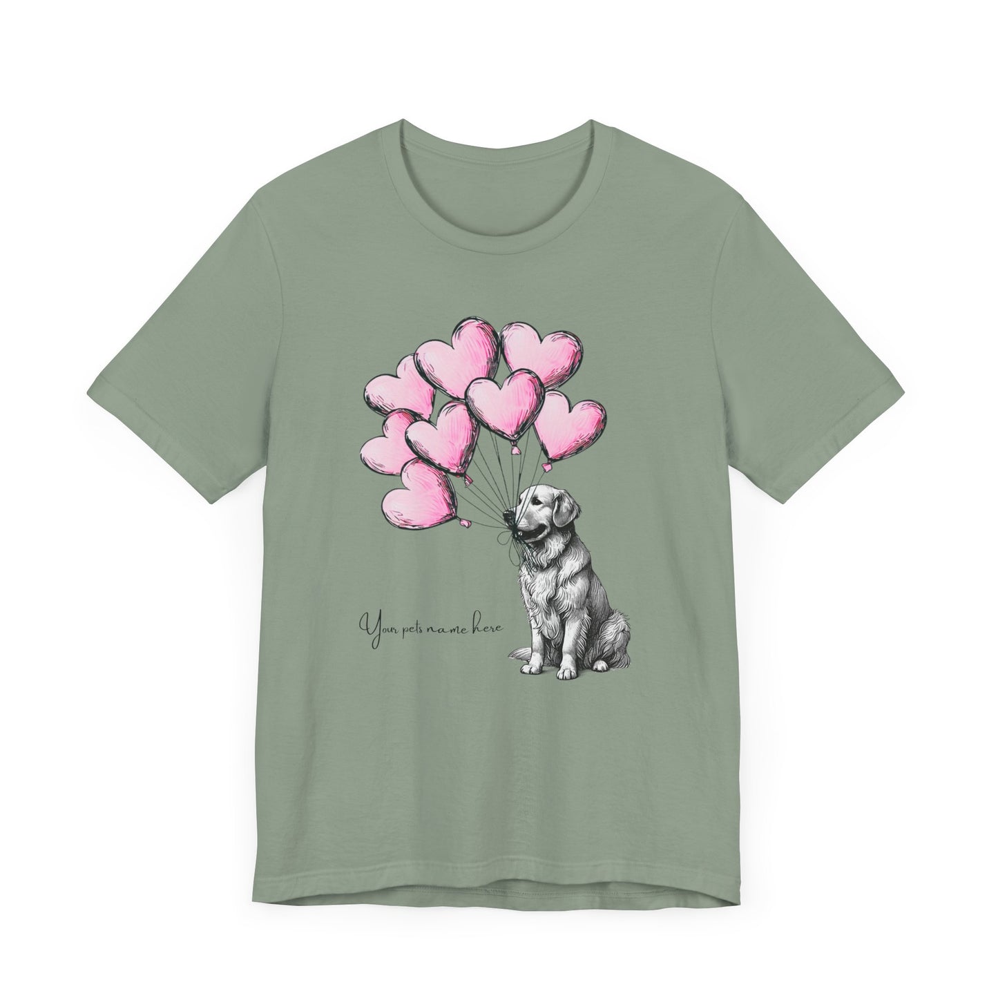 Golden Retriever Dog Balloons Tee - Customizable Cute Animal Lover Birthday Gift Shirt, Casual Outfit, Pet Owner Apparel