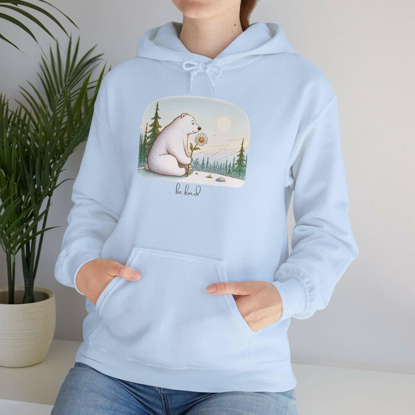 Polar Bear Daisy 'be kind' Hoodie Sweatshirt