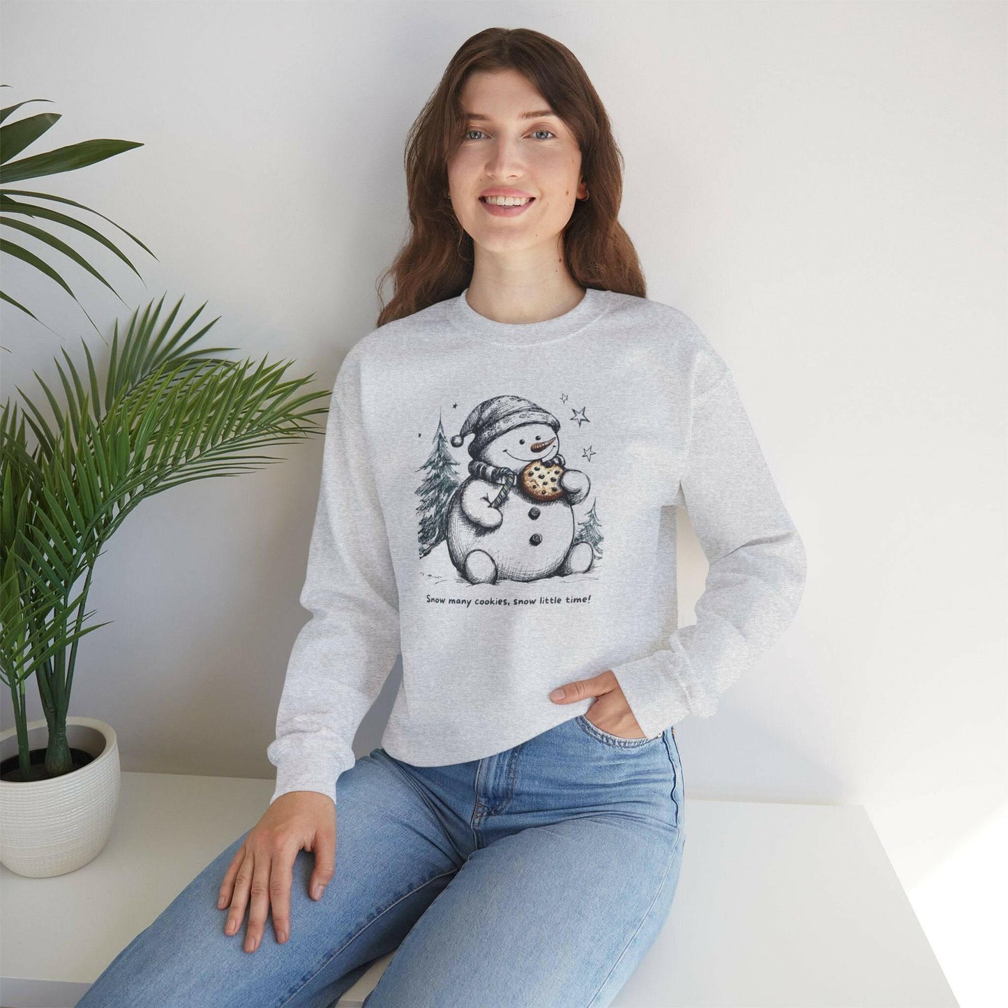 Snowman Eating Cookies Sweatshirt