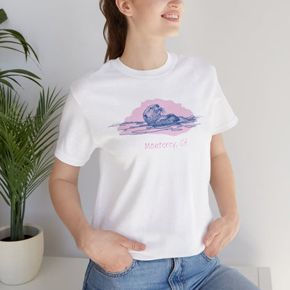 Sea Otter Drawing Monterey California Unisex Tee - Amesti Road