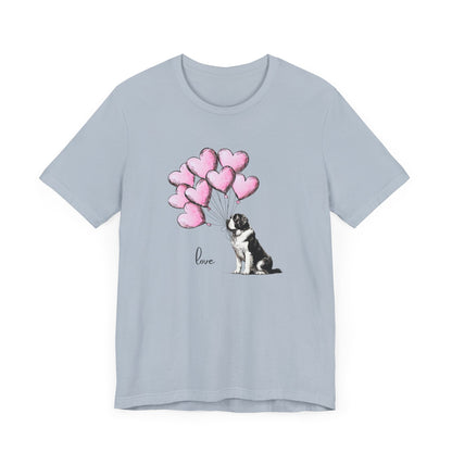 Saint Bernard Love Short Sleeve Tee - Adorable Dog Heart Balloons Unisex T-Shirt