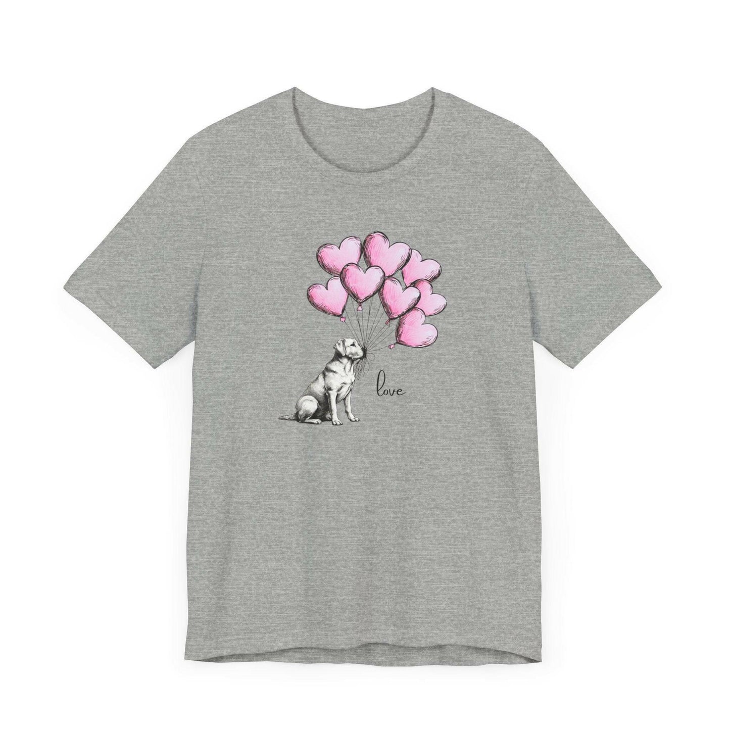 Dog Lover T-Shirt Labrador Retriever Holding Heart Balloons