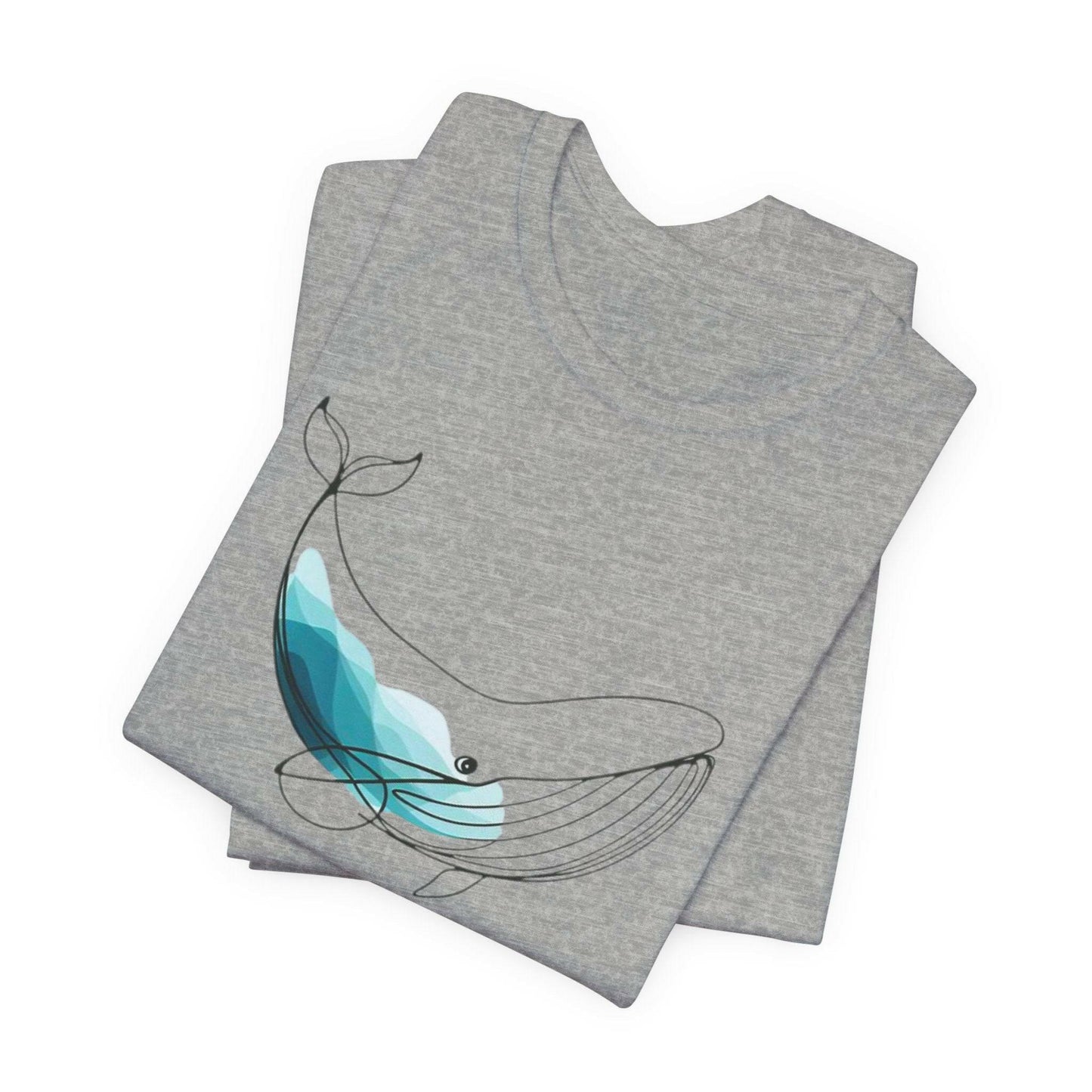 Artistic Geometric Whale T-Shirt - Ocean-Themed Graphic Tee