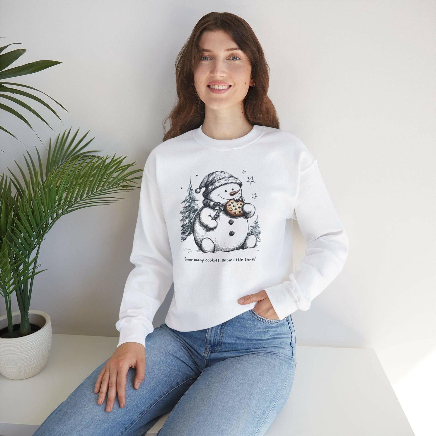 Snowman Eating Cookies Sweatshirt